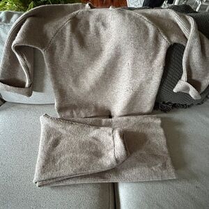 Beige Knit Sweater and Pants Set
